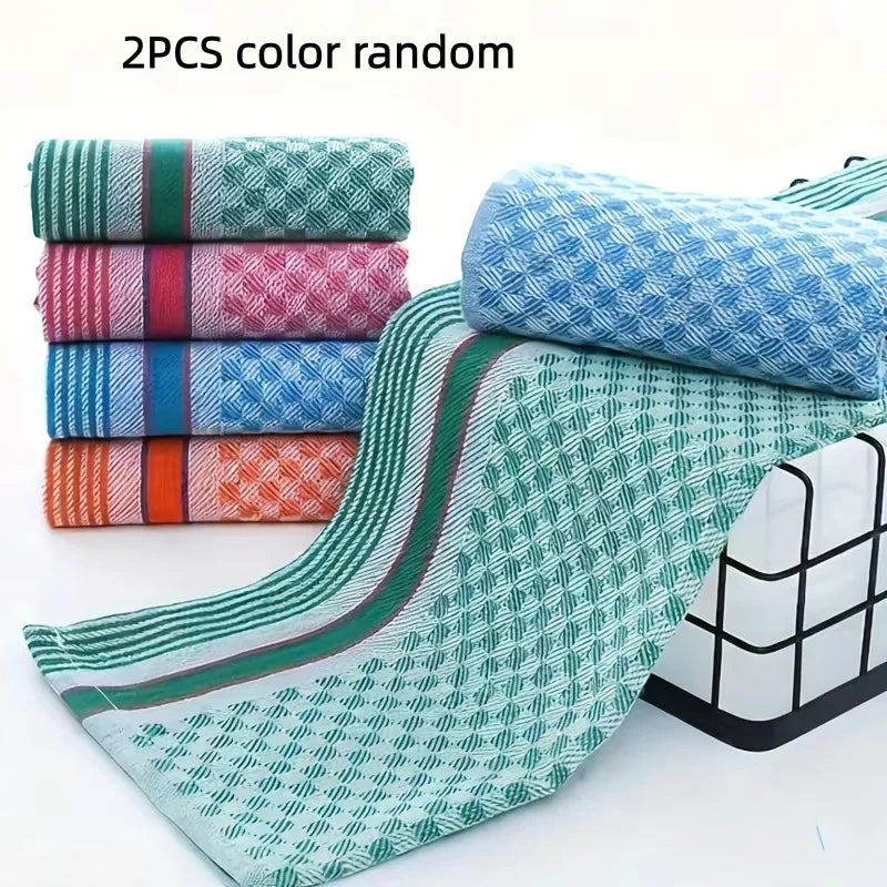 2/4 Pack, Random Color Plain Polyester-Cotton Kitchen Towels, Absorbent Towels, Dishcloths, Household Kitchen Cleaning Wipes, Essential Cleaning Towels for Home Use, Holiday Gifts