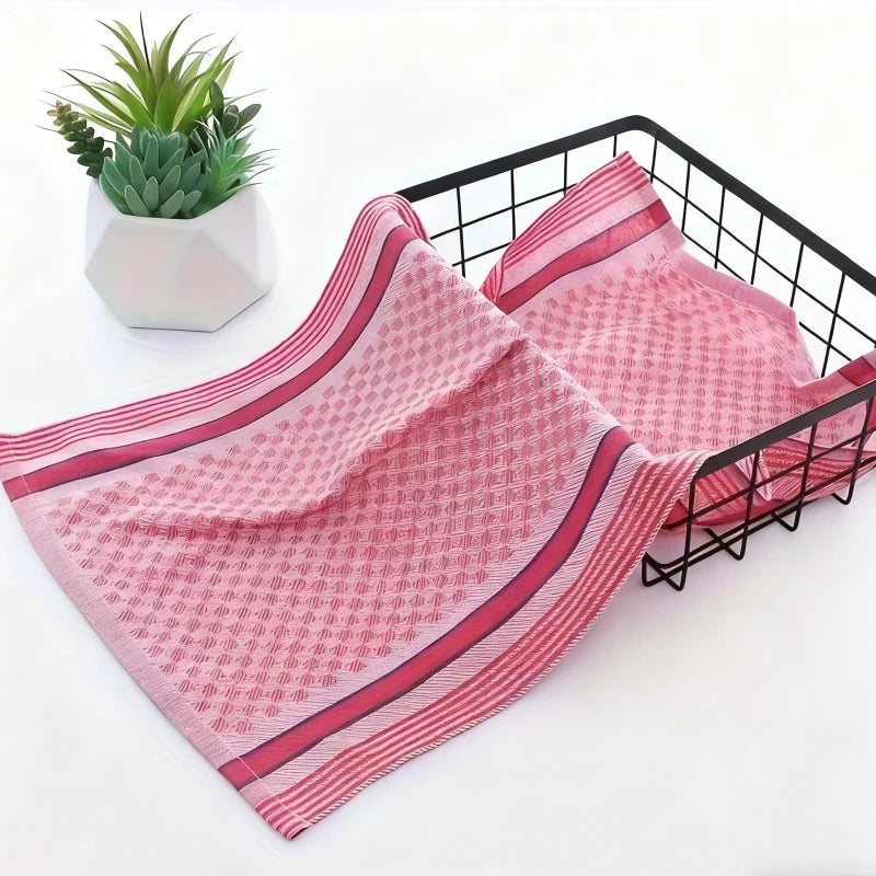 2/4 Pack, Random Color Plain Polyester-Cotton Kitchen Towels, Absorbent Towels, Dishcloths, Household Kitchen Cleaning Wipes, Essential Cleaning Towels for Home Use, Holiday Gifts
