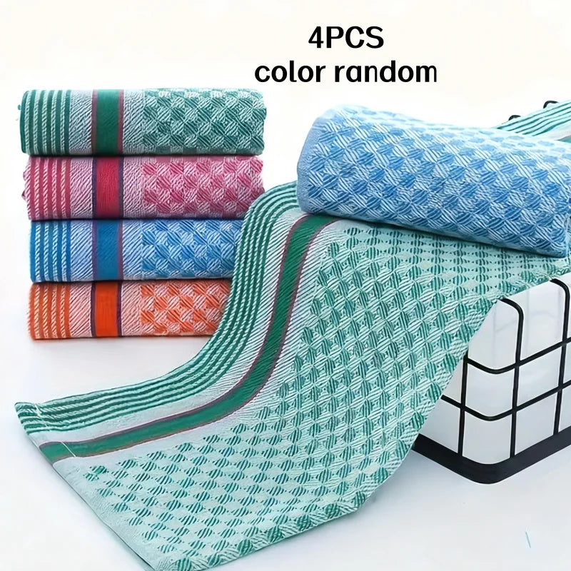 2/4 Pack, Random Color Plain Polyester-Cotton Kitchen Towels, Absorbent Towels, Dishcloths, Household Kitchen Cleaning Wipes, Essential Cleaning Towels for Home Use, Holiday Gifts