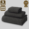 Premium Waffle Pattern Towel Set ,100% Cotton,Ultra-Absorbent & Soft,35x35cm Hand, 35x80cm Face, 70x140cm Bath,Bath Essentials