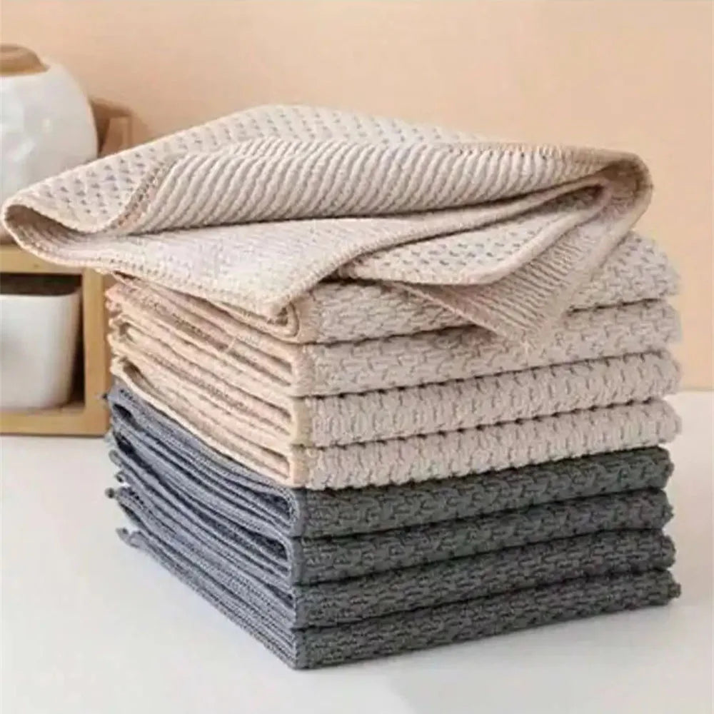 Soft Microfiber Kitchen Towels And Cloths 6Pack Highly Absorbent Double-Sided Texture Waffle Weave Easy to Clean